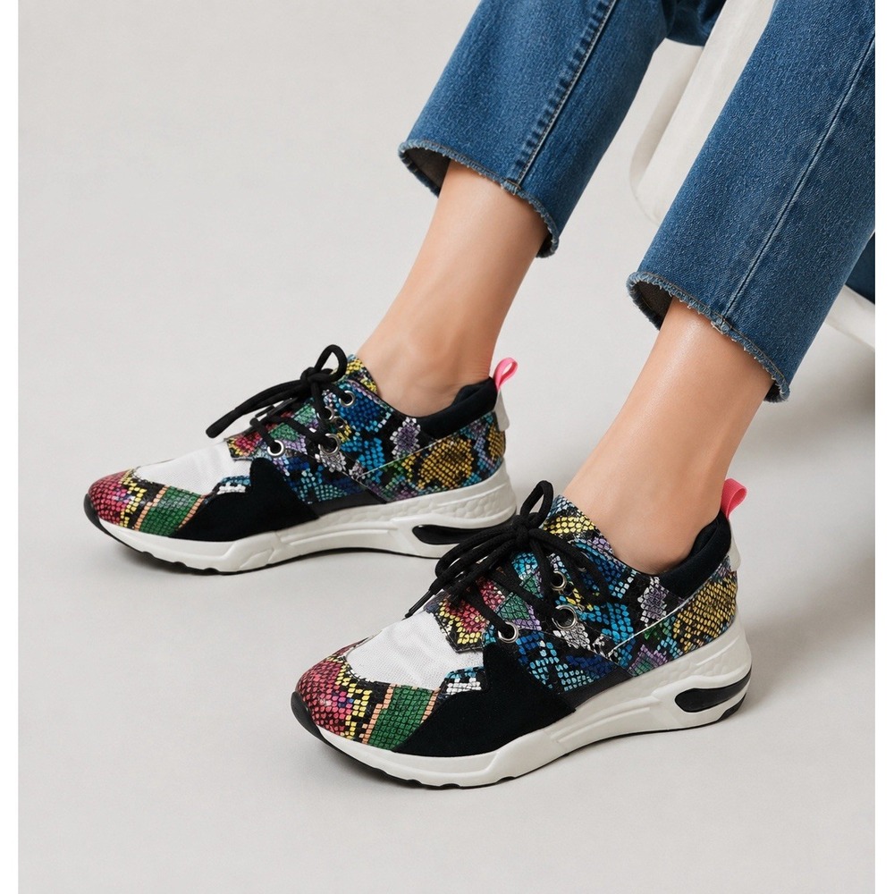Steve Madden Platform Sneakers Size 7.5 EU 38 Snake Multicolor Lifestyle Chunky
